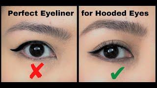How to: PERFECT WINGED EYELINER for Hooded Eyes (Beginner Friendly) - Soft and Thin Winged Liner