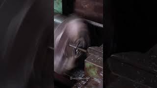 Expert Man Threading Iron Rod Making on Lathe Machine