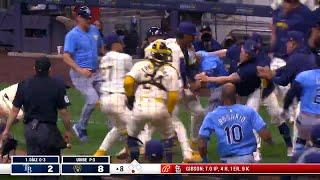 BENCHES CLEAR for brawl in Rays vs. Brewers  | ESPN MLB