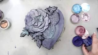 Finnabair Art Alchemy Waxes Tutorial | Altered Heart Shaped Box