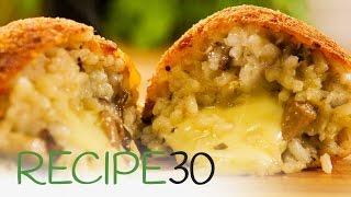 Simple Arancini Balls made with mushroom risotto