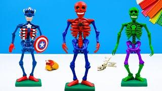 How to make skeletol man mod Superhero Spider man, Hulk, Captain America with clay