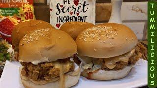 Tummilicious|| Crispy Crunchy Zinger Burger Recipe || زنگر برگر  بنانے کا طریقہ