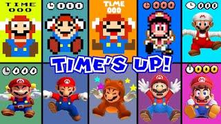 Evolution of Super Mario Dying time's up, losing in Super Mario Games (1985-2024)