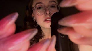 ASMR slow intense clicky whispers and trigger words with very close hand movements