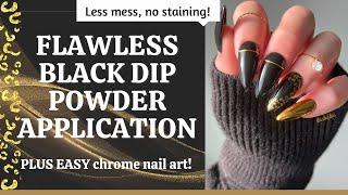 Black Dip Powder Application // Tips & Tricks + EASY chrome nail art! // ft. Vivid Glam Co