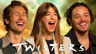 Glen Powell, Daisy Edgar-Jones & Anthony Ramos Take On A Chaotic Mystery Interview | Twisters