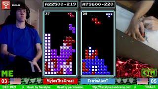 NEW CHAMPION MASTERS FINALS!!! Myles ROLL vs Alex T TAP – Classic Tetris Monthly December 2021 15/15