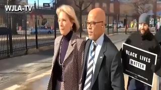 Betsy DeVos is blocked by protesters from entering a school