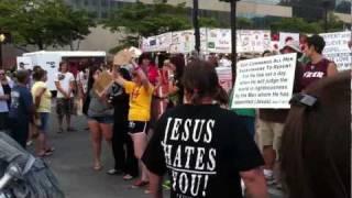 Bele Chere Street Preachers with Counter Protesters (w Girls Kissing)