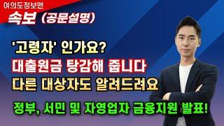 (속보)고령자 대출원금 탕감해준다. 정부발표!꼭 정보보고 혜택받으세요⭐️10월금융지원방안 1탄!