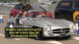 Exotic cars arriving for secret track day at Silverstone 2024