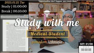 (25.01.21.TUE) Study with me ‍️| 9 Hrs | Pomodoro Timer | ASMR | SeewhY