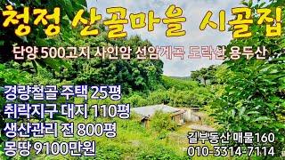 [시골집+토지160] 청정 산골마을 시골집25평 대지110평 전800평 몽땅9100만원