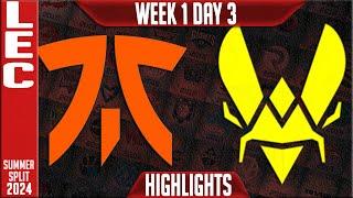 FNC vs VIT Highlights | LEC W1D3 Summer 2024 | Fnatic vs Team Vitality Week 1 Day 3