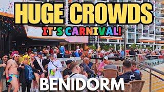 Benidorm - MASSIVE CROWDS Arrive for CARNIVAL! ┃Packed Pubs & Bars