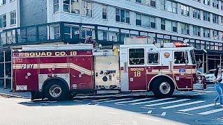 FDNY SQUAD 18 RESPONDING FROM QUARTERS ON WEST 10TH STREET IN WEST VILLAGE OF MANHATTAN, NEW YORK.