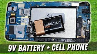 How much can we charge a cell phone with a 9-volt battery? TEST