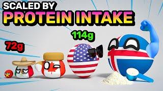 COUNTRIES SCALED BY PROTEIN INTAKE | Countryballs Animation