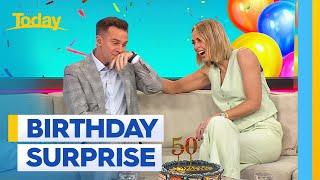 Sylvia Jeffreys tears up surprising David Campbell for his 50th birthday | Today Extra