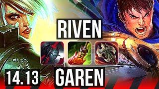 RIVEN vs GAREN (TOP) | 10k comeback, 46k DMG, 900+ games | NA Master | 14.13