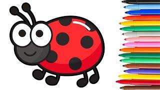 Ladybug Drawing and Coloring for Kids  | Fun and Easy Art Tutorial