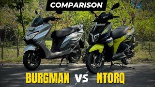 New Suzuki Burgman EX vs TVS Ntorq XT - 125cc Scooter Comparison!