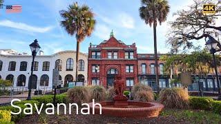 SAVANNAH Georgia USA - Downtown and River Street Walking Tour 4K