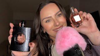 Over explaining perfume ASMR (glass tapping, close-up whispers, water sounds & spraying)