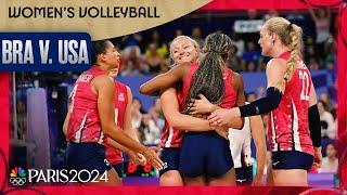 USA women's volleyball keeps repeat hopes alive in five-set SHOWDOWN with Brazil | Paris Olympics