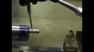 Dial in barrel in 4 jaw chuck in lathe with spider