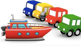 Los barcos. 4 coches coloreados. TOP mejores dibujos animados para niños.