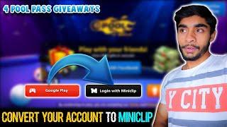 How To Convert 8 Ball Pool Account To Miniclip | Free Pool Pass