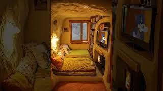 Snowy Cave Room Vibes | Cozy Fireplace, Books & Cartoons#naturelovers #ytstudio