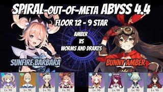 Spiral Abyss 4.4 - Sunfire Barbara / Bunny Amber - Floor 12 9-star Run - Genshin Impact