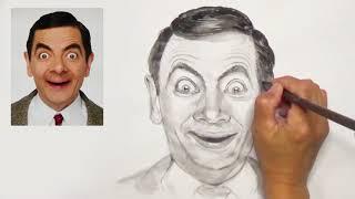 毛筆畫素描－豆豆先生 | 快速描繪臉部表情的素描技巧 | Sketching Mr. Bean.