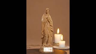 Wooden Statue Of Mary, Our Lady of Lourdes, Religious Catholic Statue, Wooden Religious Gifts