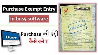 GST Purchase Invoice Entry In Busy Software | Busy Accounting Software Purchase Entry | Exempt Goods