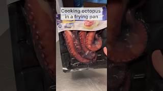 Cooking octopus in a frying pan. #octopus #octopusrecipe #fryingoctopus