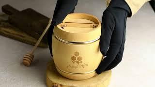 Деревянный бочонок с мёдом HoneyForYou, 1 кг. Обзор.