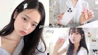 productive vlog: back home, cleaning and organizing my room, cute korea haul, back on my routine