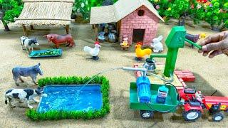 mini tractor making mini water pump science project // diy how to make cow shed