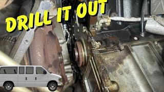 Drill the Oil Pan Gasket (Multiple Engine Oil Leak) Chevy Express 2500 6.0 Pt 2