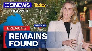 Two charged after human remains found in Victoria | 9 News Australia