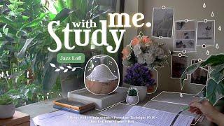 4-HOURStudy With Me • Rain sounds + Jazz Lofi bgm • Pomodoro 50-10 • Day185