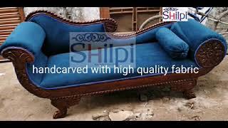 #17 Shilpi Wooden Couch Diwan| Sofa Set | Lounge|Settee|3 Seater| Teak DIY Preasseambled Sheesham