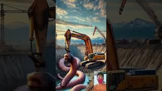 an excavator is lifting a giant worm #animals #wow #wormszone #trendingshorts #naturelovers