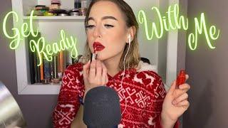 ASMR | grwm a classic red lip & neutral eye