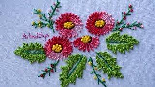 Hand Embroidery: Knotted lazy daisy stitch | Bordados a Mano: Puntada margarita anudada |Artesd'Olga