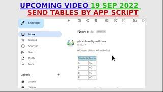 How to Automatically Send HTML Emails with Table Data from Google Sheets using Apps Script in Gmail?
